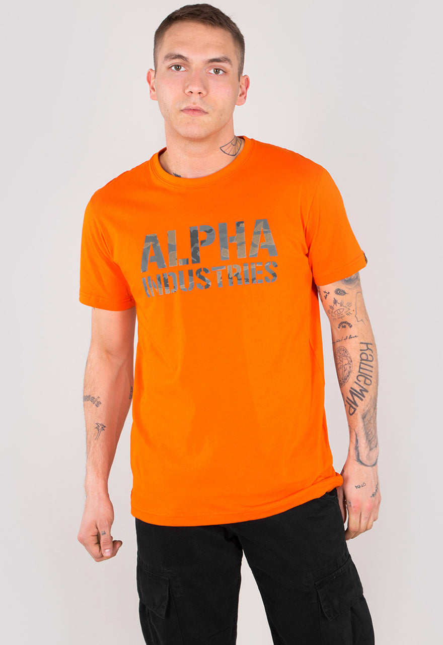 Alpha Industries pánske tričko Camo Print T oranžové