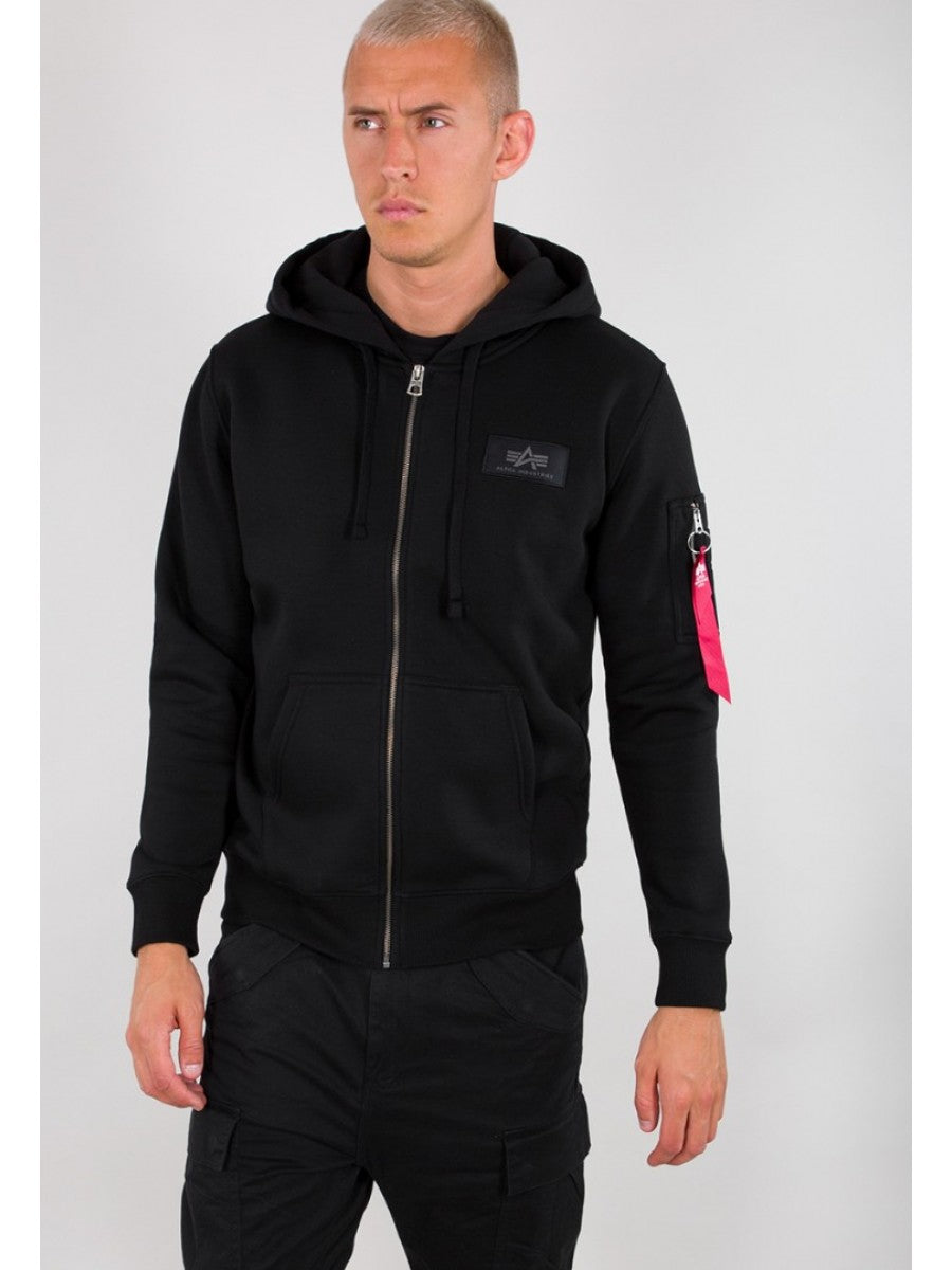 ALPHA INDUSTRIES BLACK PRINT ZIP HOODY Pánska Mikina