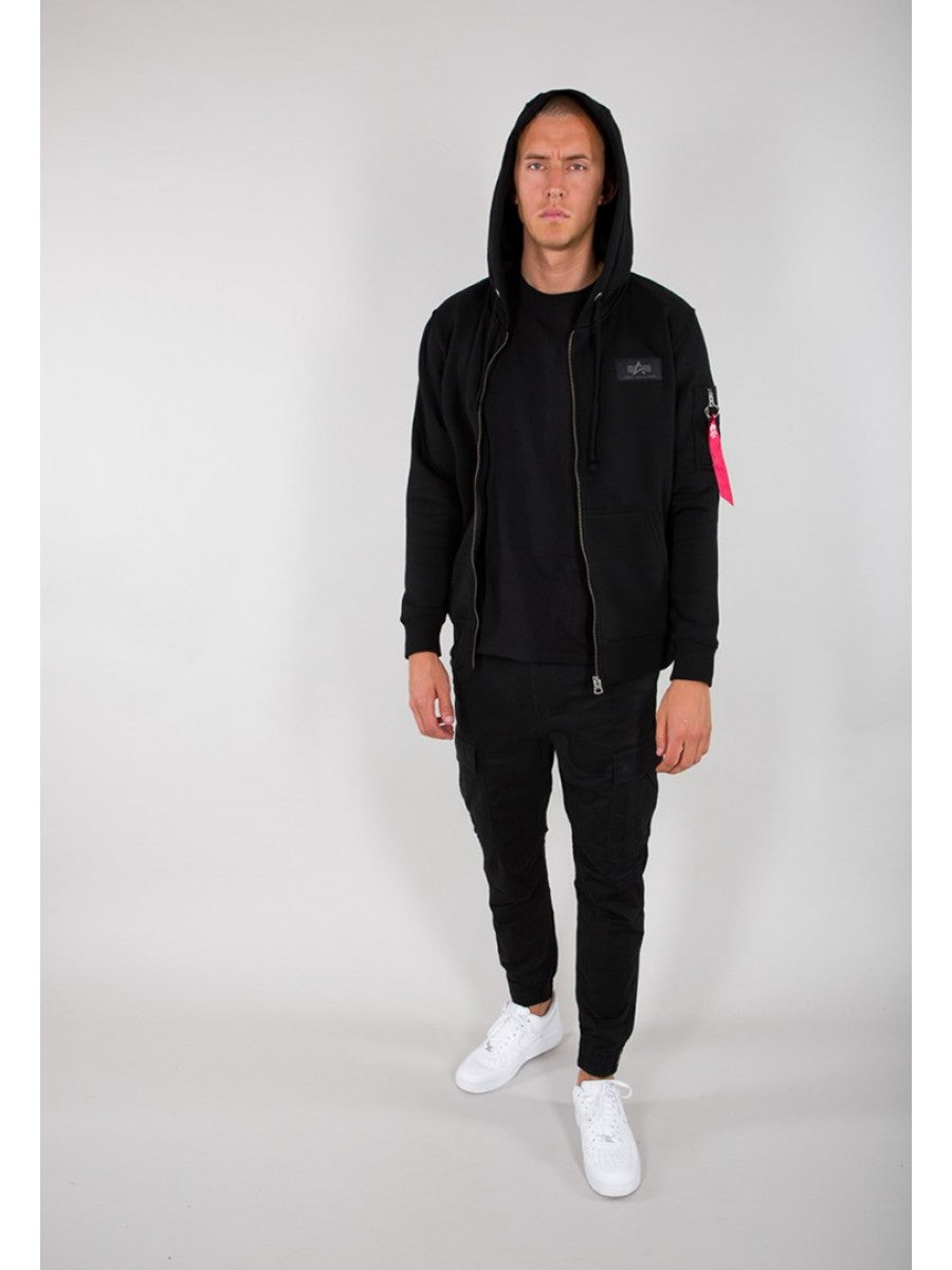 ALPHA INDUSTRIES BLACK PRINT ZIP HOODY Pánska Mikina