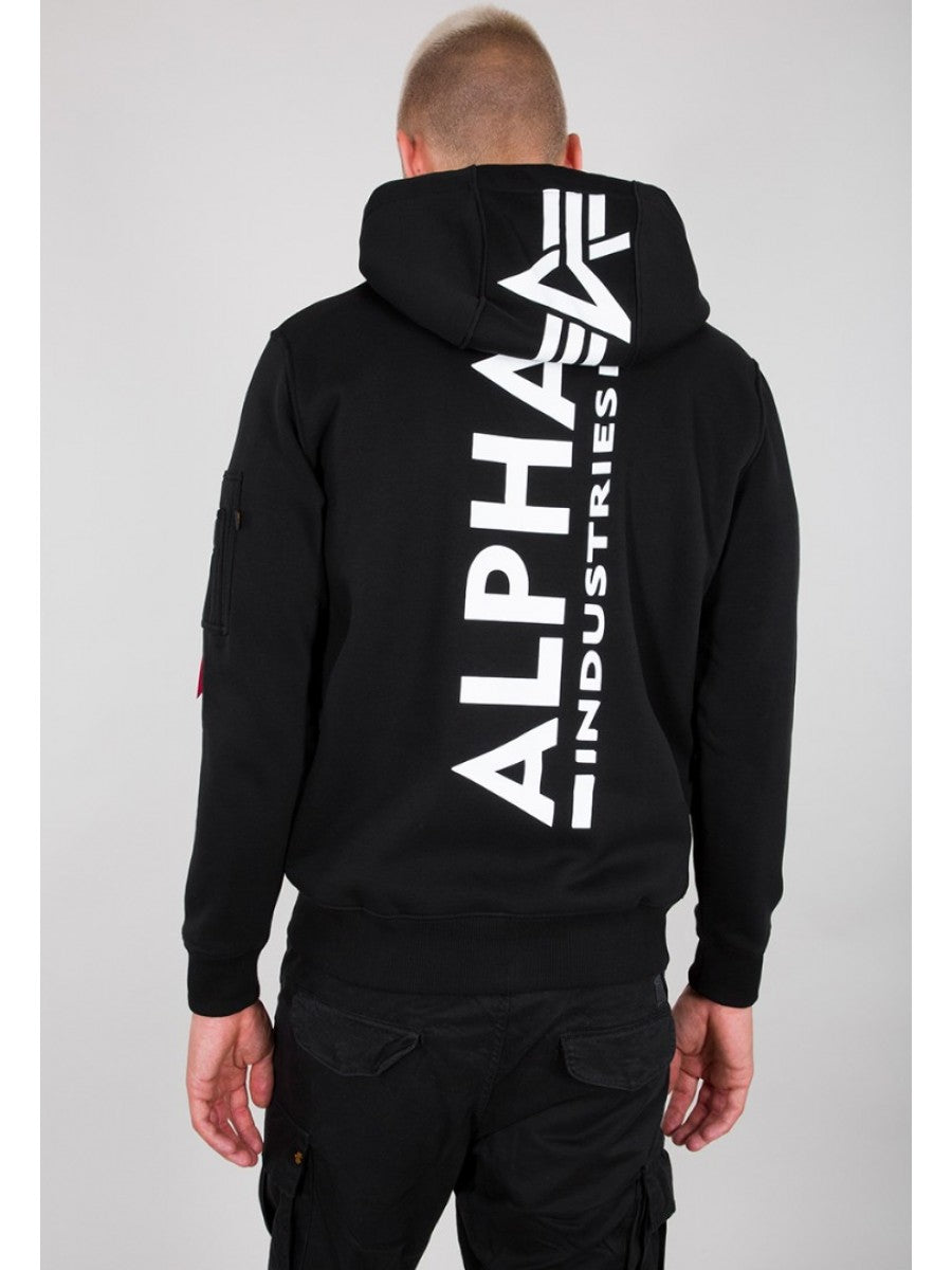 ALPHA INDUSTRIES BLACK PRINT ZIP HOODY Pánska Mikina
