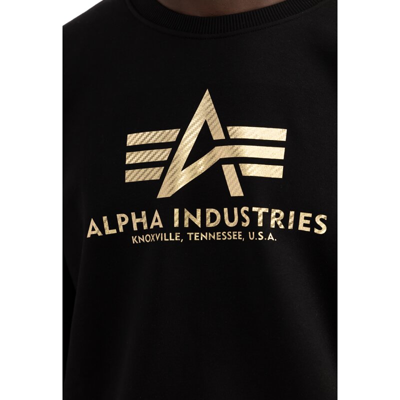 Alpha Industries Herren Basic Sweater Carbon black/gold Pánska Mikina