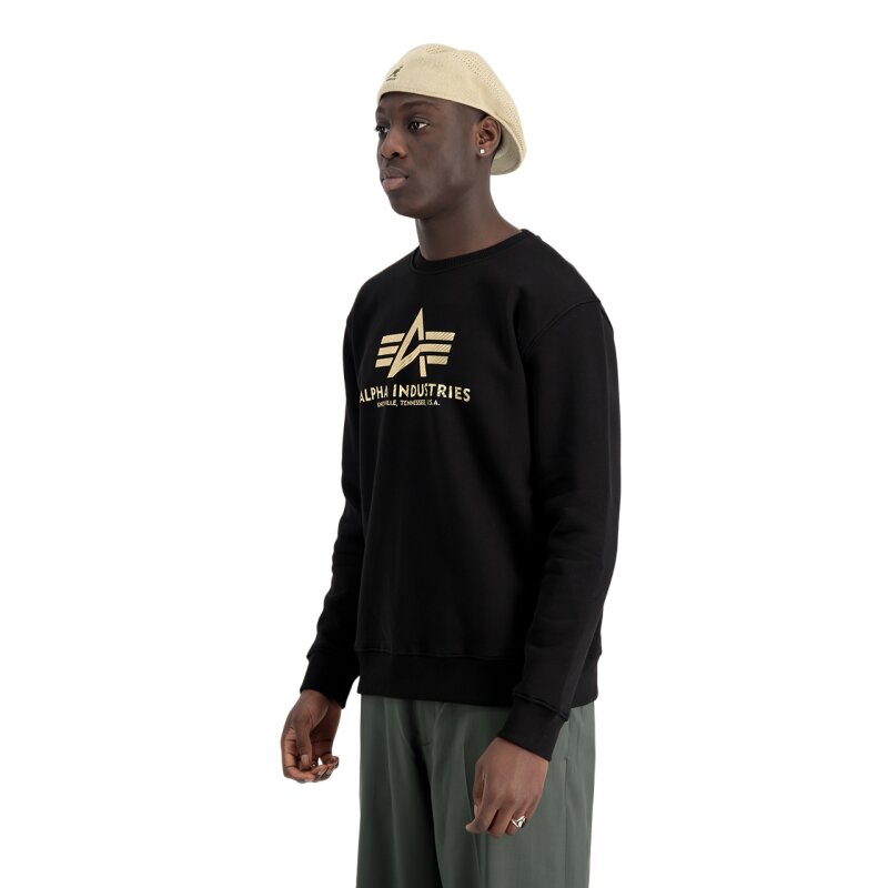 Alpha Industries Herren Basic Sweater Carbon black/gold Pánska Mikina
