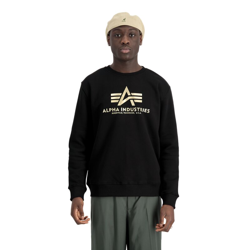 Alpha Industries Herren Basic Sweater Carbon black/gold Pánska Mikina