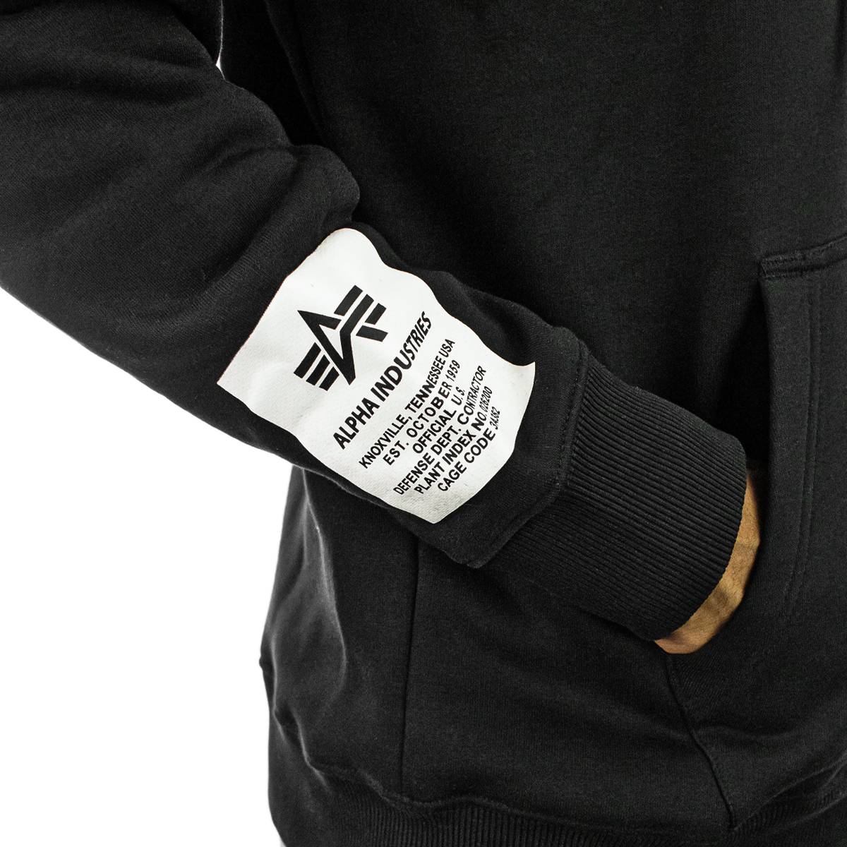 Alpha Industries Inc Alpha Hoodie - BLACK Pánska Mikina