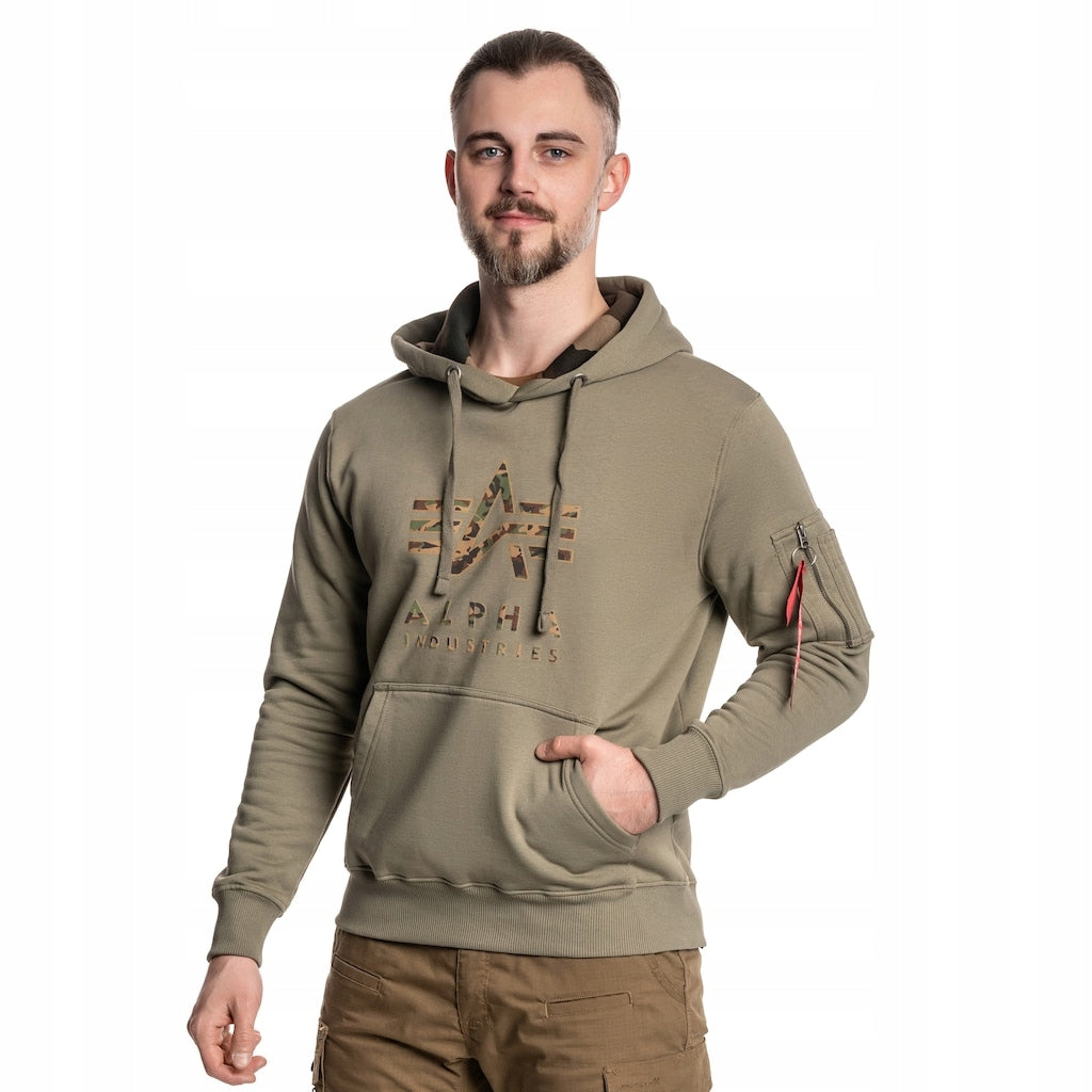 Alpha Industries pánska mikina s kapucňou Camo TPU - olivová