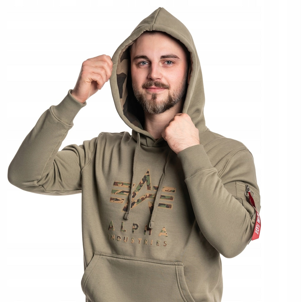 Alpha Industries pánska mikina s kapucňou Camo TPU - olivová
