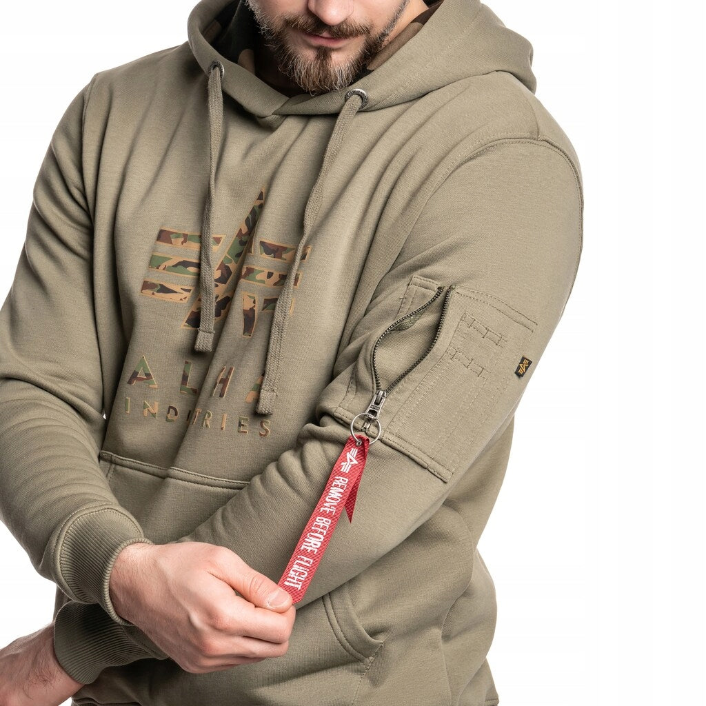 Alpha Industries pánska mikina s kapucňou Camo TPU - olivová