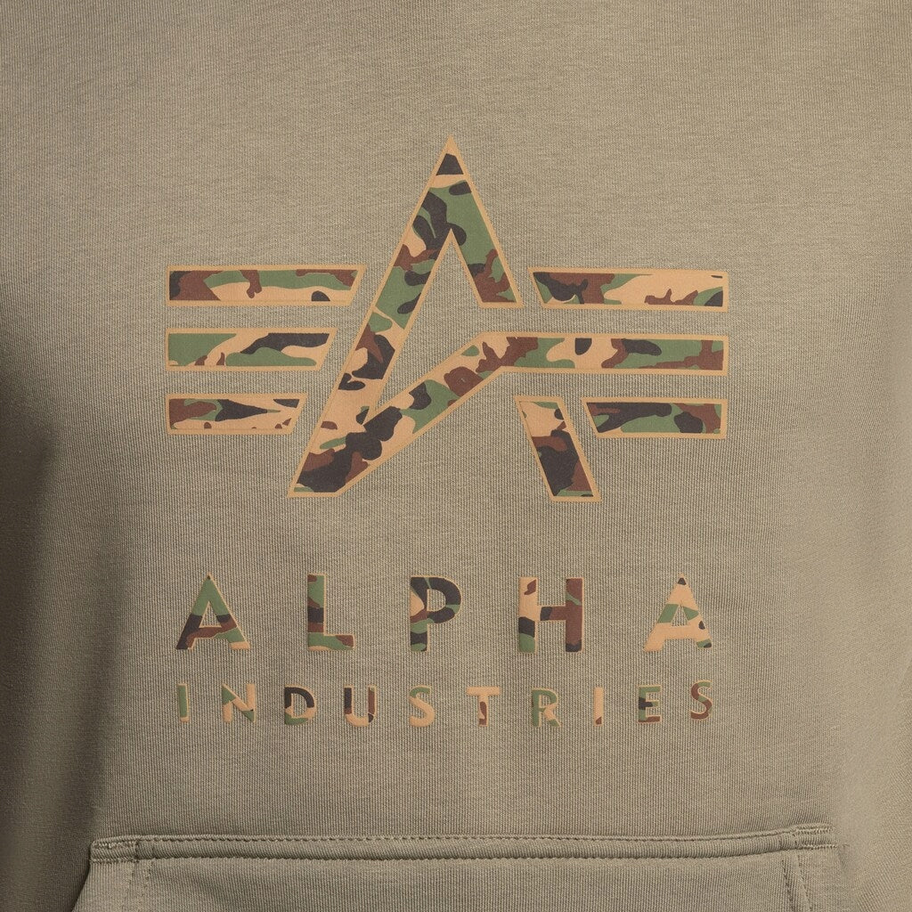 Alpha Industries pánska mikina s kapucňou Camo TPU - olivová