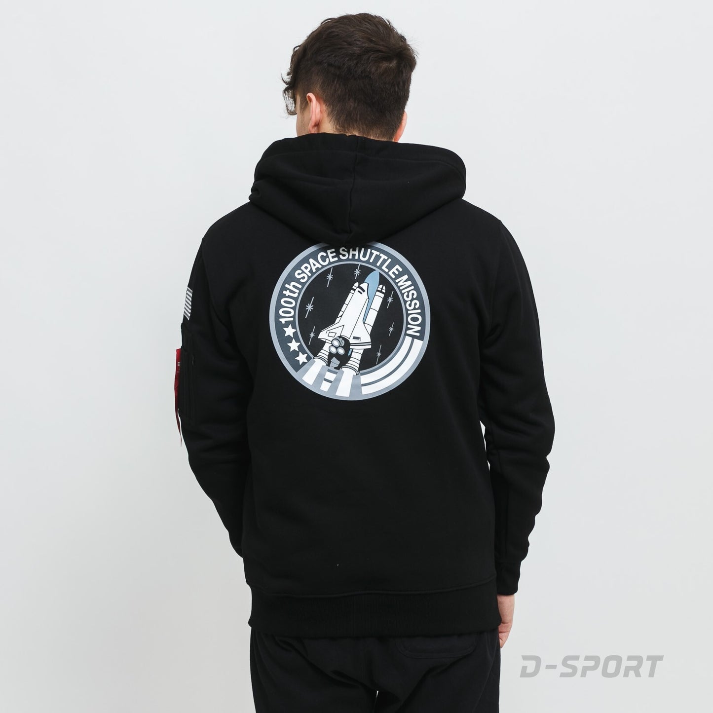 Alpha Industries pánska mikina s kapucňou NASA Space Shuttle čierna