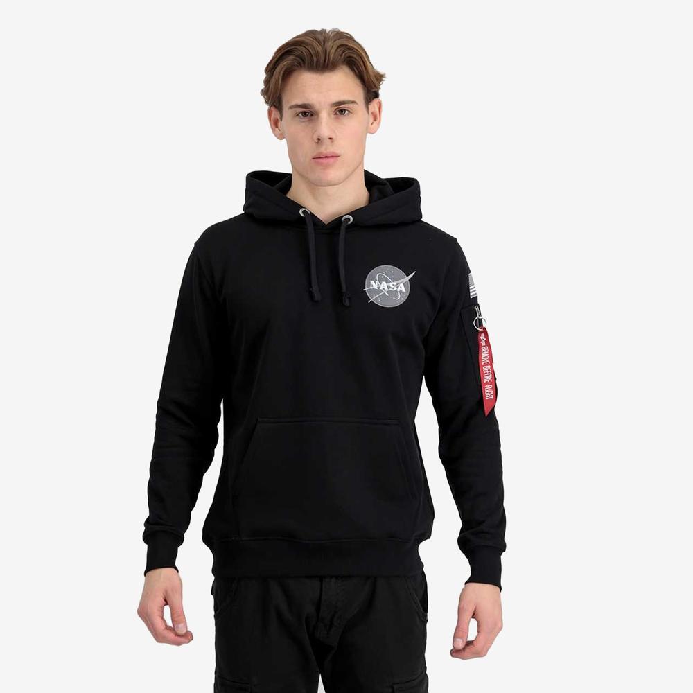Alpha Industries pánska mikina s kapucňou Space Shuttle Hoody čierna