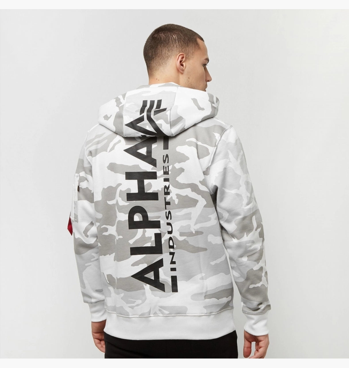 Alpha Industries pánska mikina s kapucňou biela kamufláž