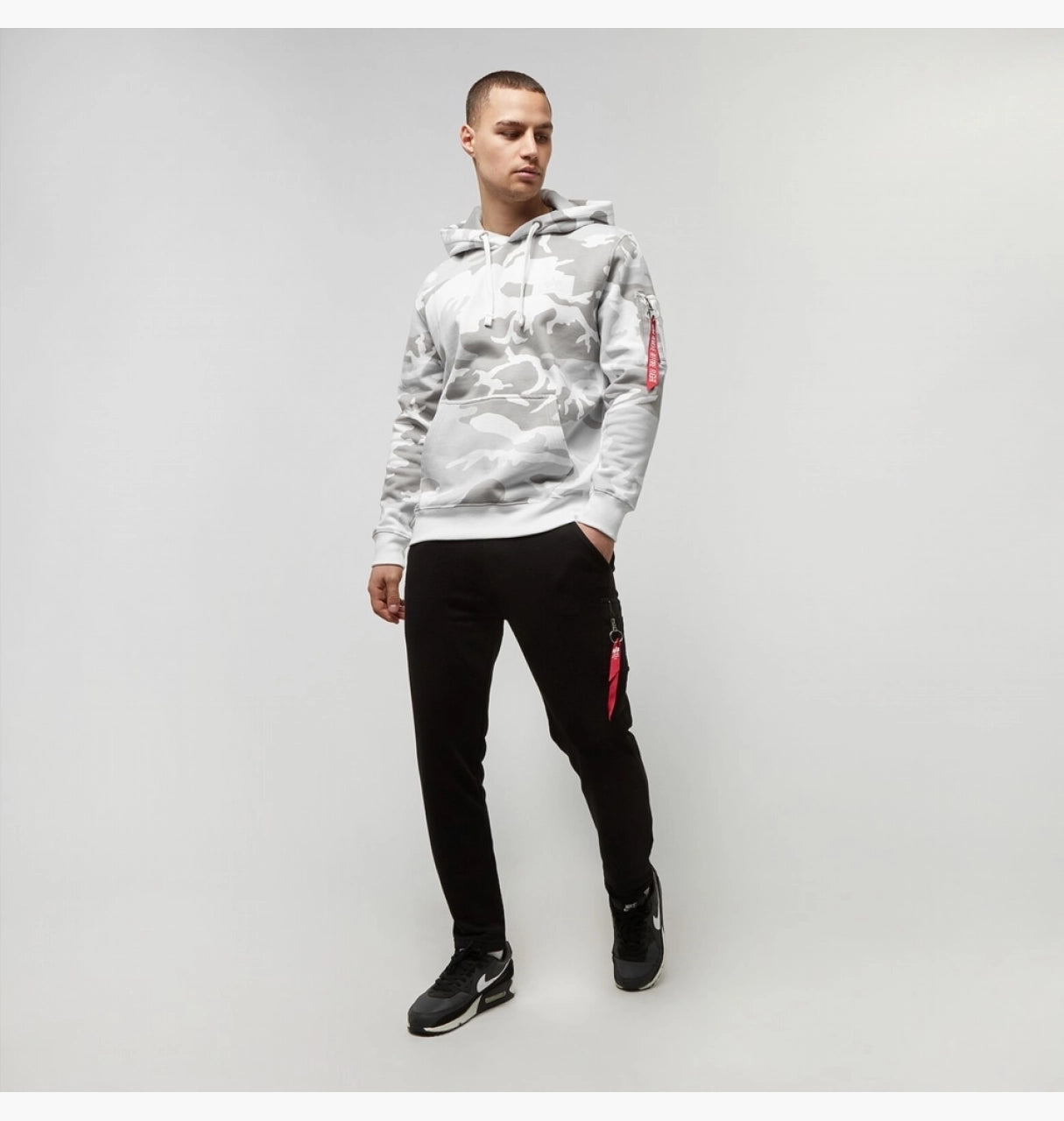 Alpha Industries pánska mikina s kapucňou biela kamufláž