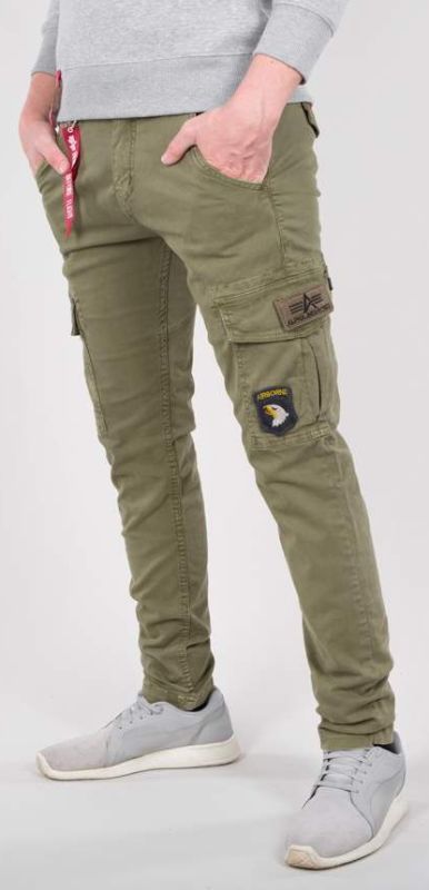 Alpha Industries pánske cargo nohavice zelené Slim Fit
