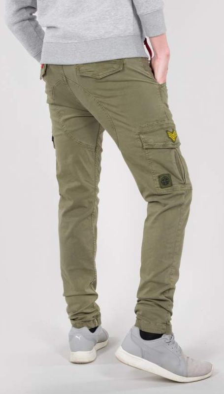 Alpha Industries pánske cargo nohavice zelené Slim Fit
