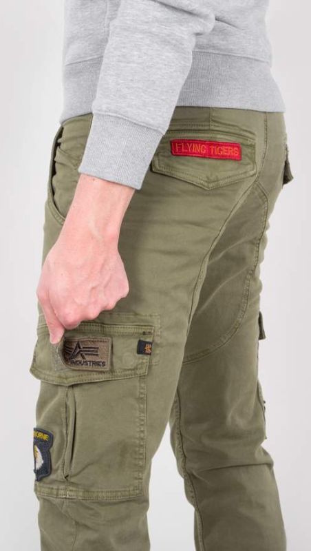Alpha Industries pánske cargo nohavice zelené Slim Fit