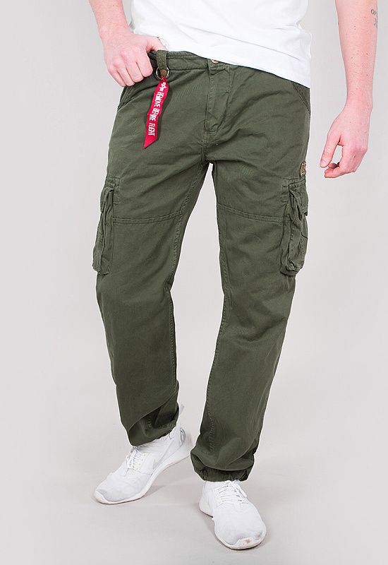 Alpha Industries pánske cargo nohavice zelené s viacerými vreckami