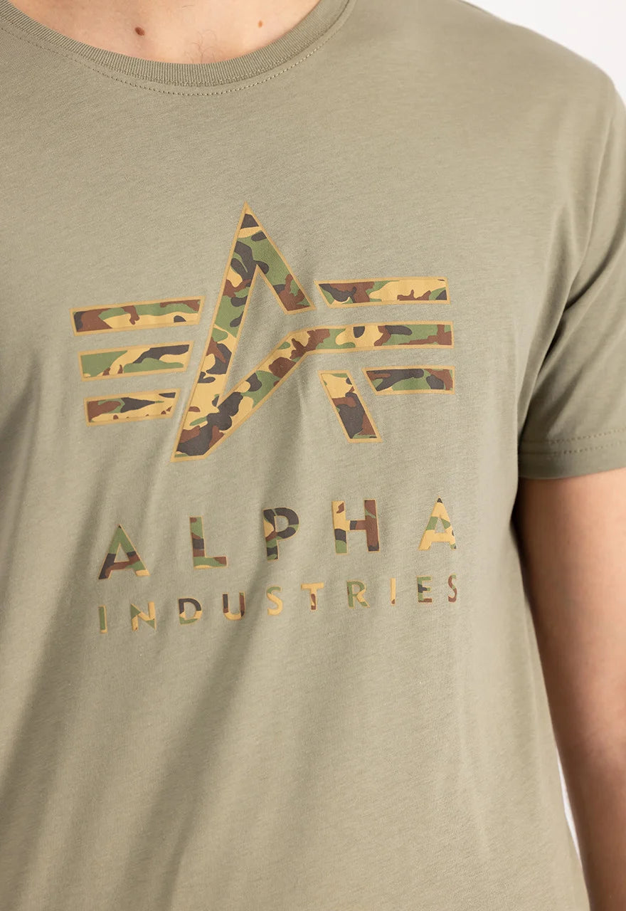 Alpha Industries pánske tričko Camo Logo, zelená