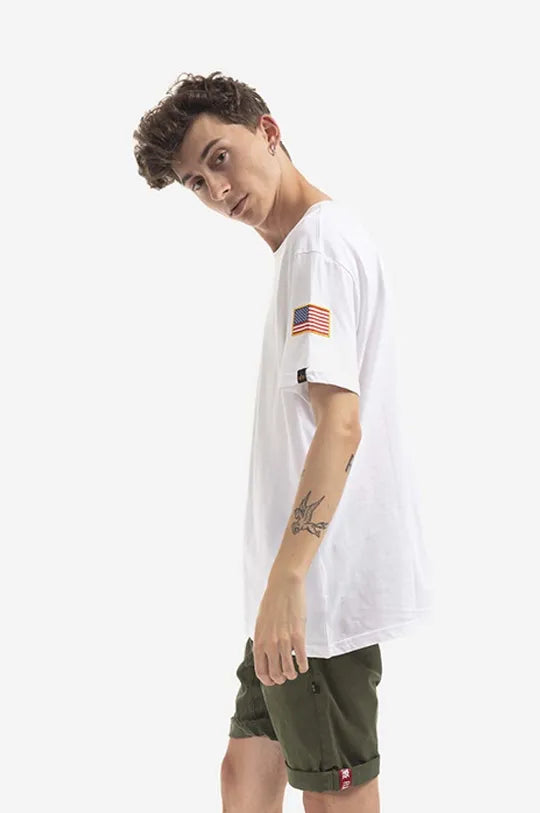 Alpha Industries pánske tričko biele s nášivkami