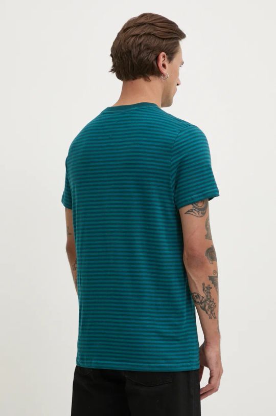 Bavlnené tričko Tommy Jeans pánske, zelená farba, vzorované,