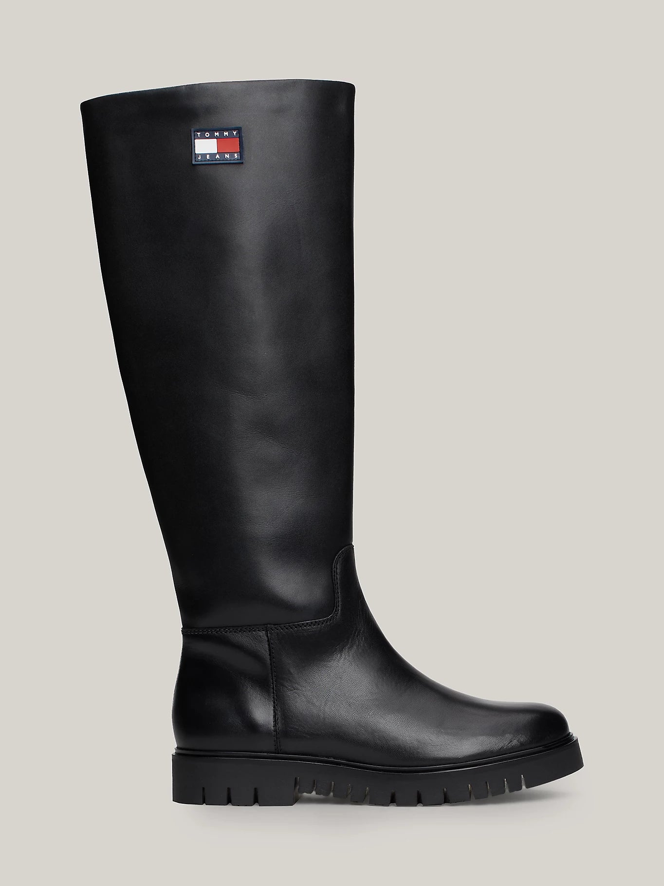 Leather Cleat Knee-High Boots