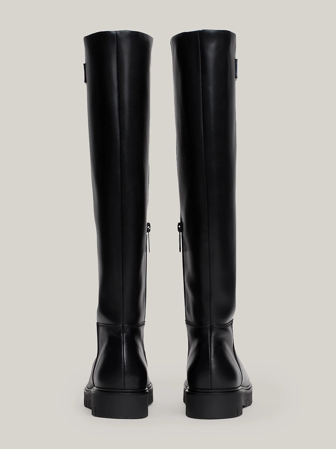 Leather Cleat Knee-High Boots