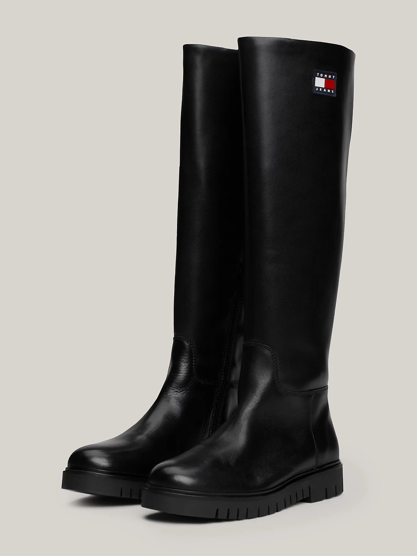 Leather Cleat Knee-High Boots