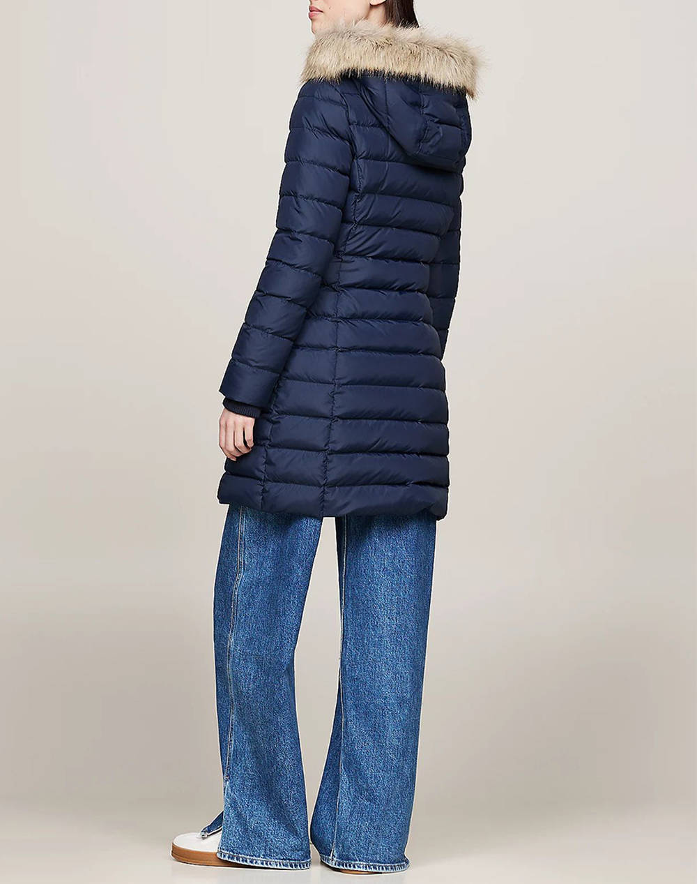 TOMMY JEANS TJW ESSENTIAL HOODED DOWN COAT dámska bunda modrá