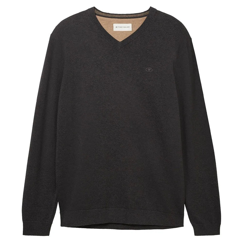Tom Tailor Basic Knit V Neck Sweater - Black
