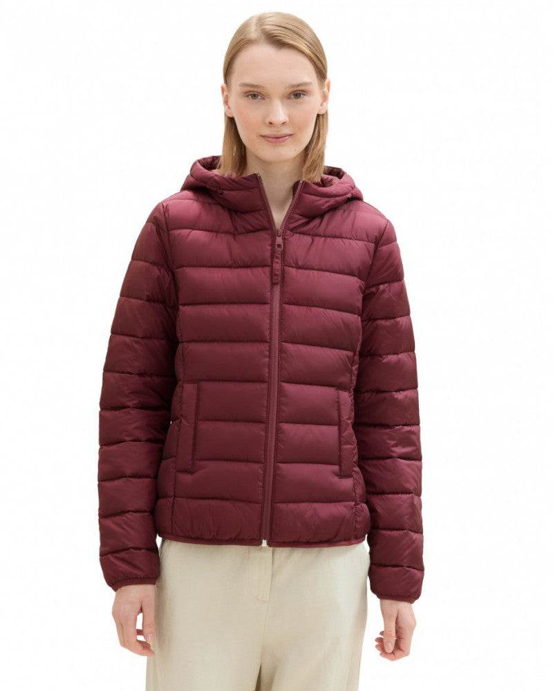 Tom Tailor Denim dámska bunda s kapucňou bordo
