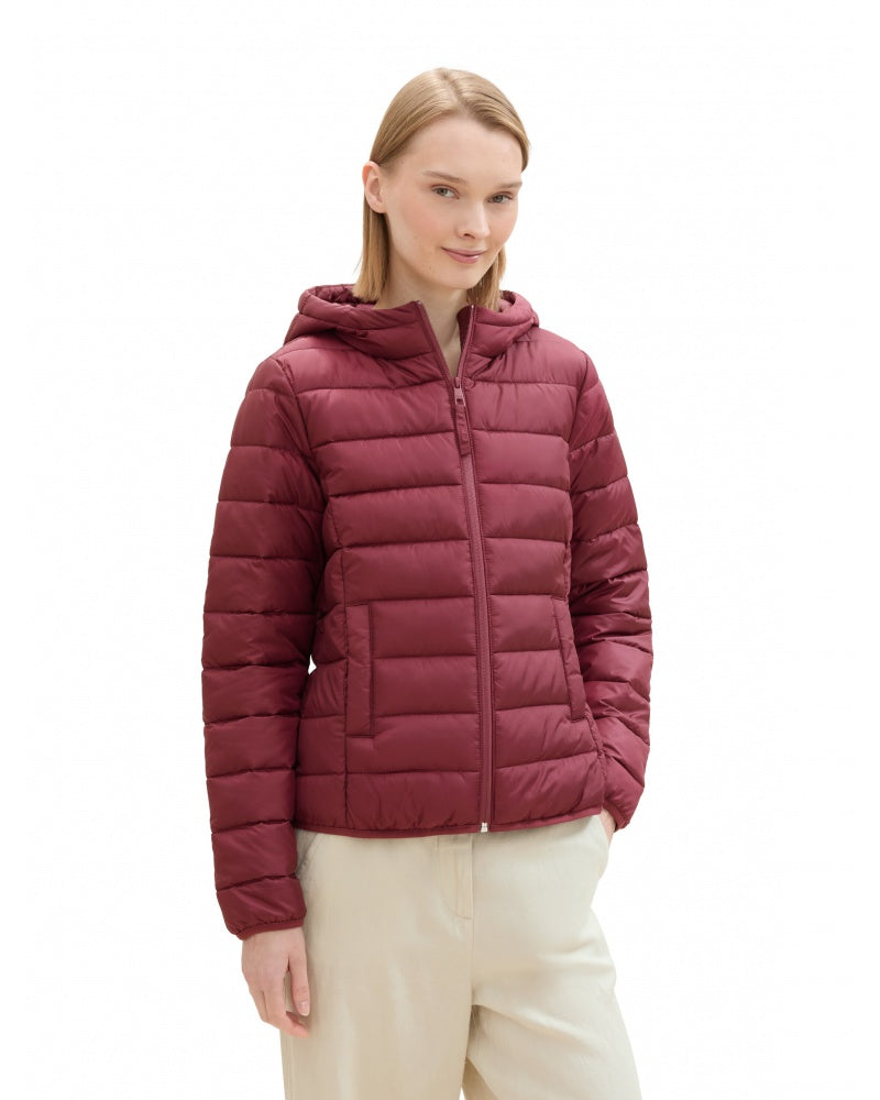 Tom Tailor Denim dámska bunda s kapucňou bordo