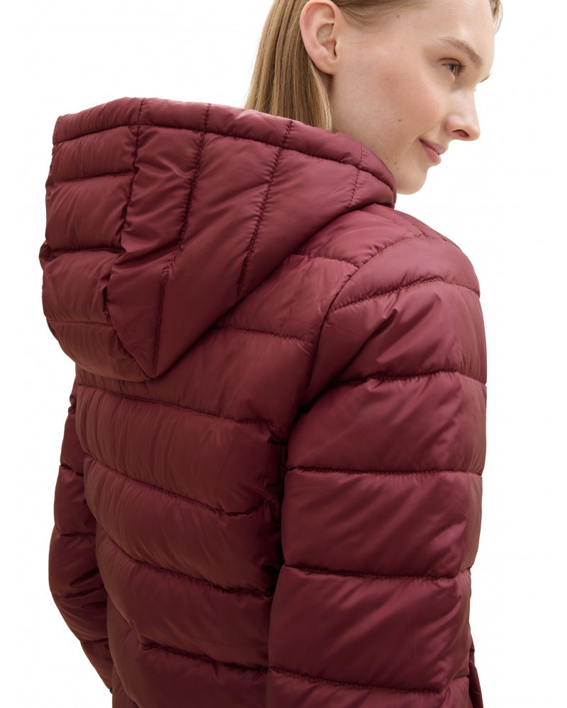 Tom Tailor Denim dámska bunda s kapucňou bordo