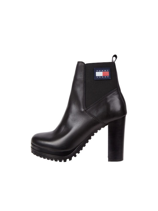 Tommy Hilfiger dámske topánky kožené vysoké čierne