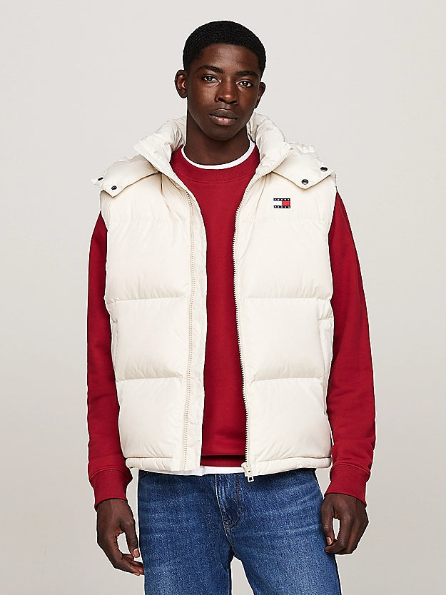Tommy Jeans Down Zip-Thru Alaska pánska Vesta Bielá