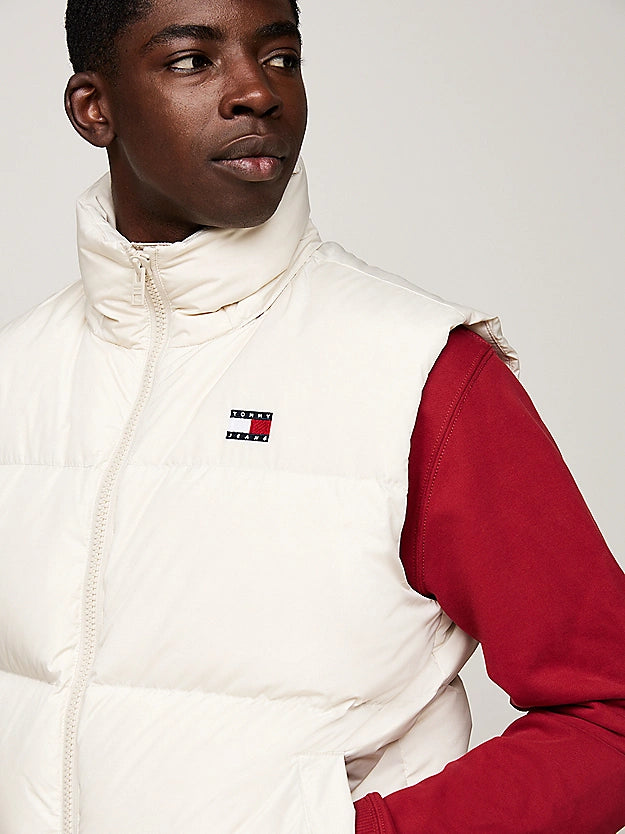 Tommy Jeans Down Zip-Thru Alaska pánska Vesta Bielá