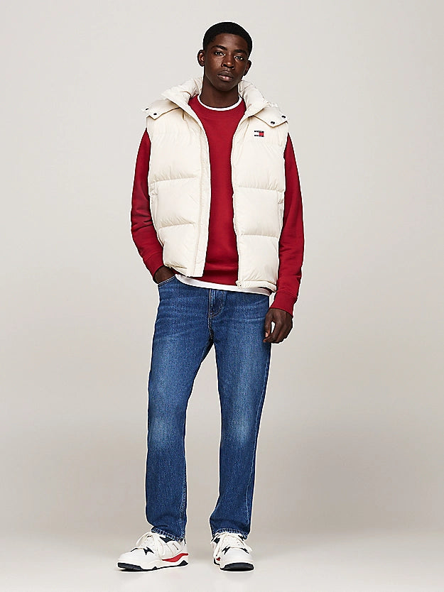 Tommy Jeans Down Zip-Thru Alaska pánska Vesta Bielá