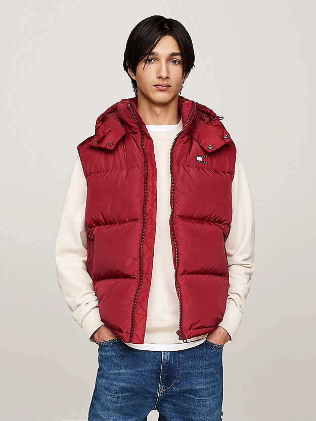 Tommy Jeans Down Zip-Thru Alaska Pánska Vesta Bordová