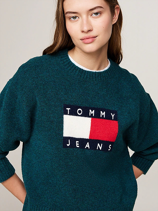 Tommy Jeans Mélange Relaxed Jumper with Wool dámský pulóver