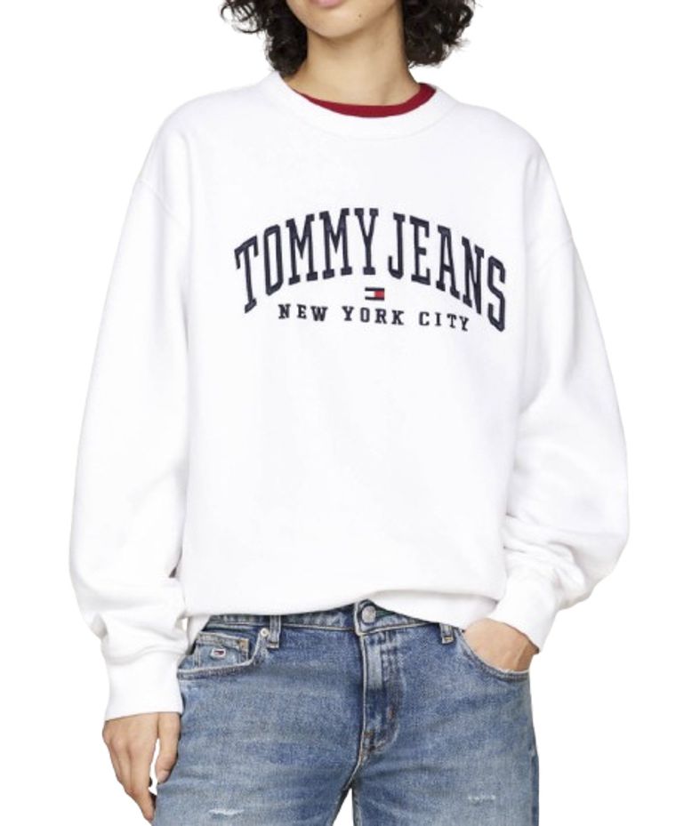 Tommy Jeans Women's White Tjw Rlx Stardst Varsity Crew dámska mikina