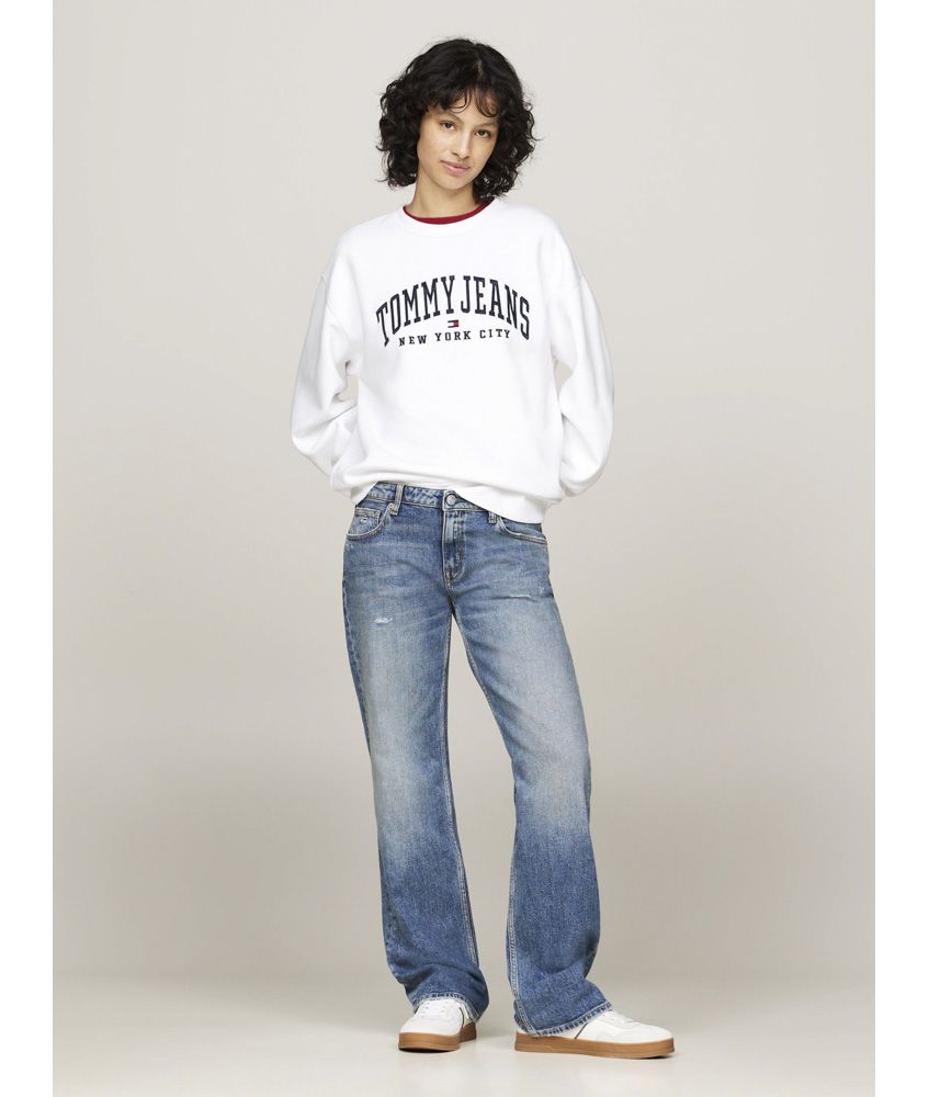 Tommy Jeans Women's White Tjw Rlx Stardst Varsity Crew dámska mikina