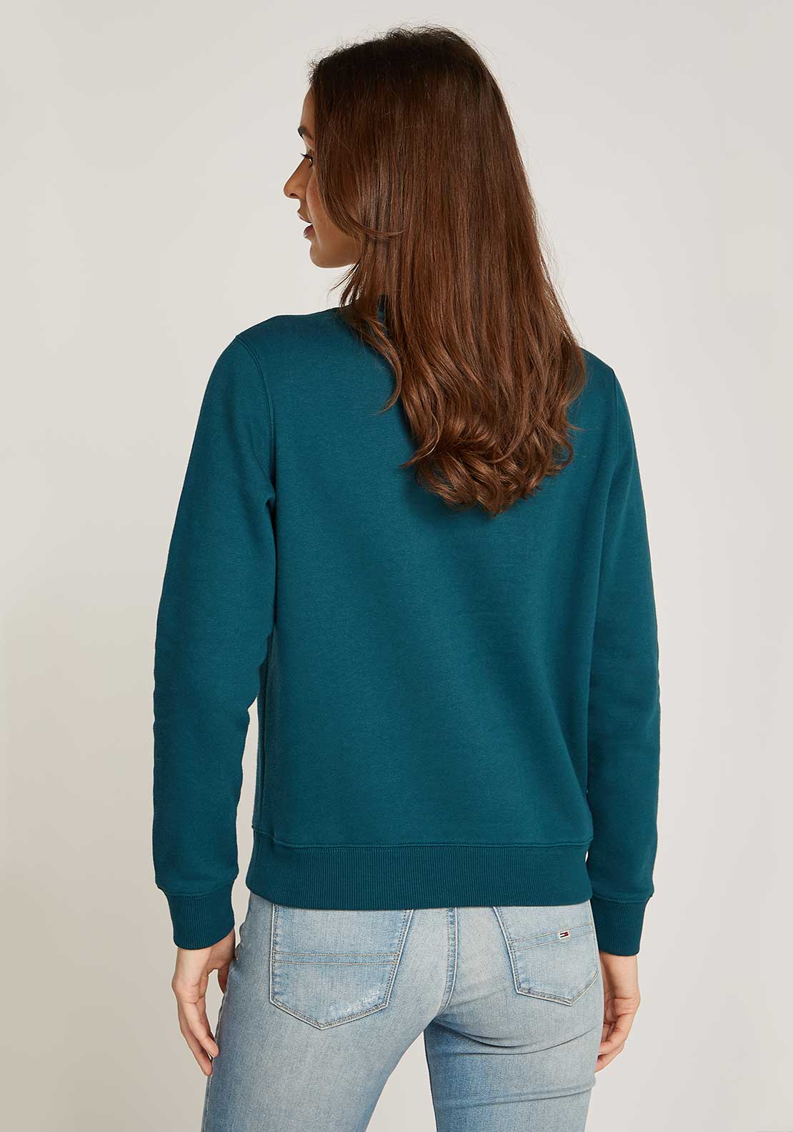 Tommy Jeans Womens Flag Patch Sweatshirt, Seawater Green dámska mikina