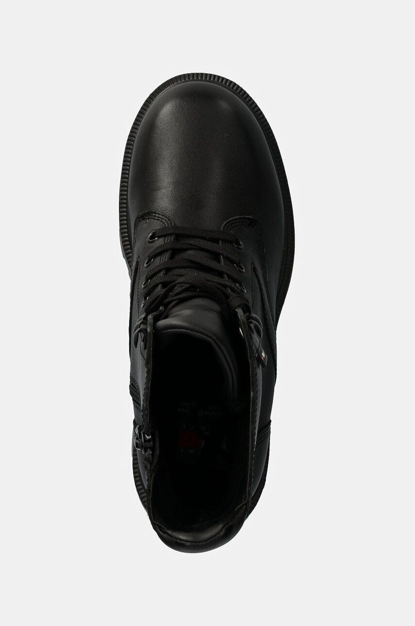 Tommy Jeans botki TJW MID HEEL BOOT LEATHER dámske topánky