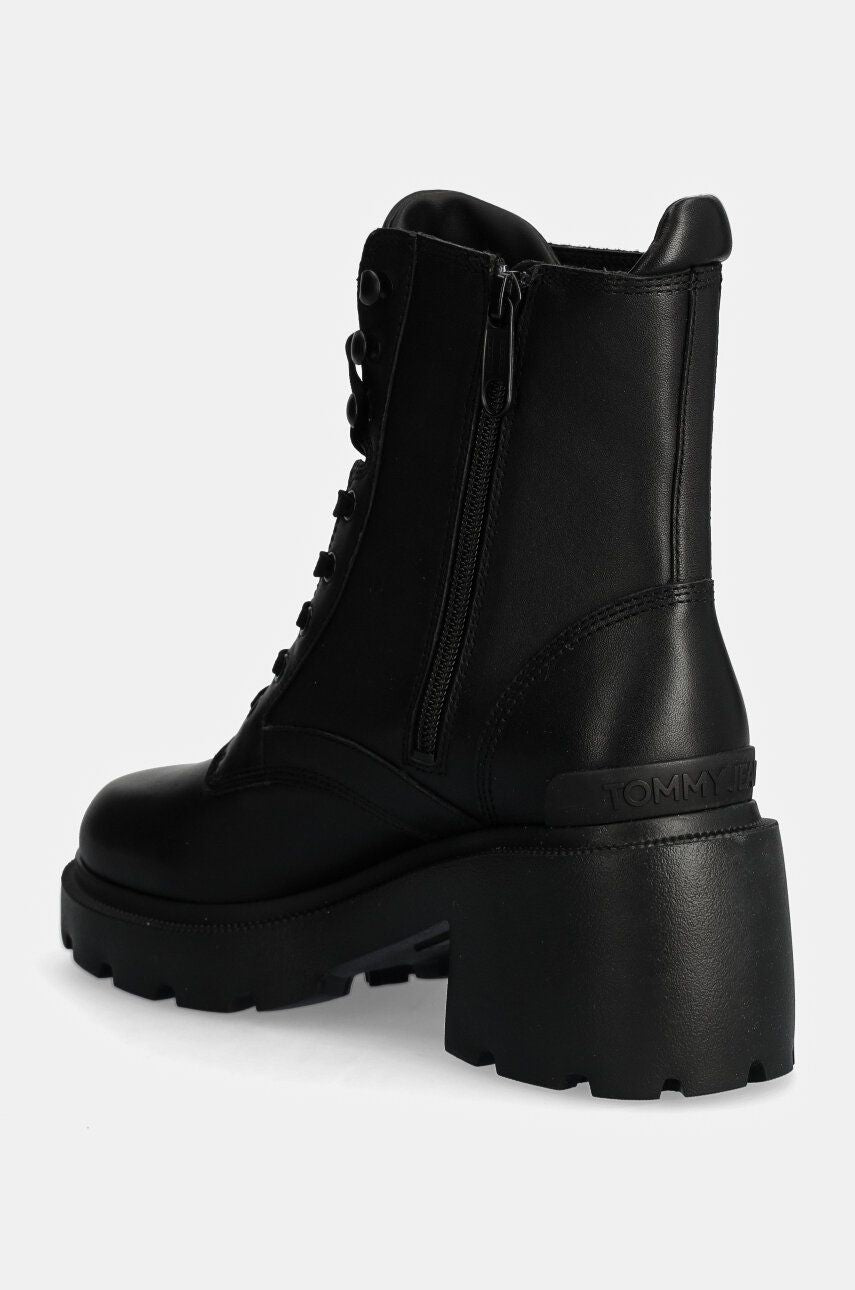 Tommy Jeans botki TJW MID HEEL BOOT LEATHER dámske topánky