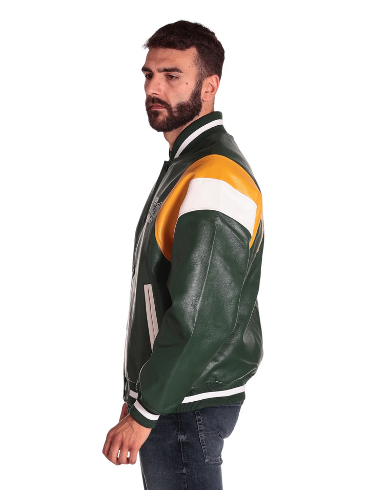 Tommy Jeans pánska bunda zelená s farebnými detailmi