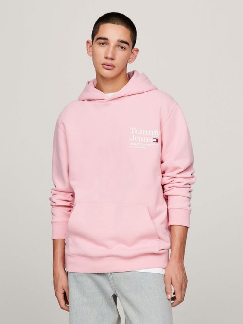 Tommy Jeans pánska mikina ružová s kapucňou