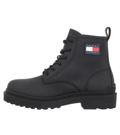 Tommy Jeans pánske kožené šnurovacie topánky čierne
