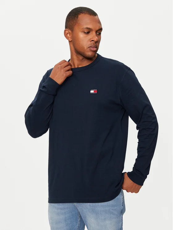 Tommy Jeans pánske tričko s dlhými rukávmi tmavomodré
