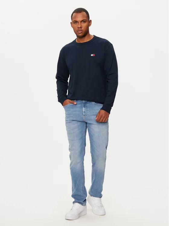 Tommy Jeans pánske tričko s dlhými rukávmi tmavomodré