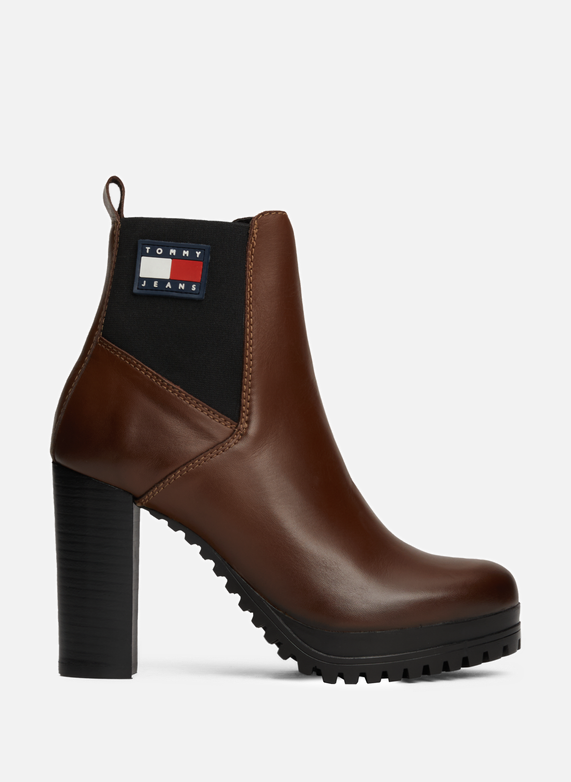 Tommy Hilfiger dámske kožené členkové čižmy hnedé
