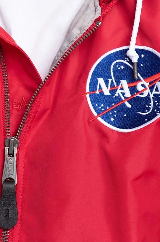 Alpha Industries pánska bomber bunda NASA červená s kapucňou - Original Brands