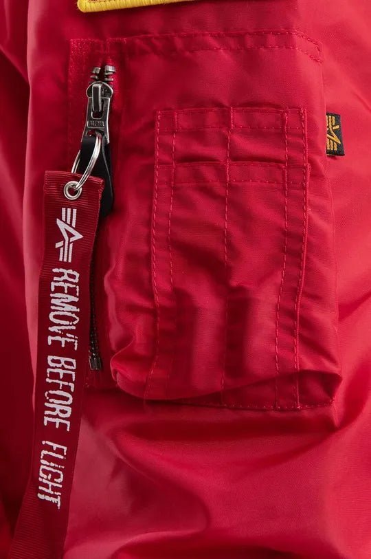 Alpha Industries pánska bomber bunda NASA červená s kapucňou - Original Brands
